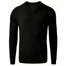 Vintage Men's Shawl Collar Sweater Casual Loose Knit Pullover