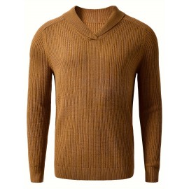 Vintage Men's Shawl Collar Sweater Casual Loose Knit Pullover