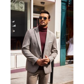 Plus Size Men'S Slim Fit Turtleneck Sweater Casual Warm Pullover Sweater Ribbed Sweater, Basic Style Top, Perfect for Fall/Winter Daily And Outdoor Wear