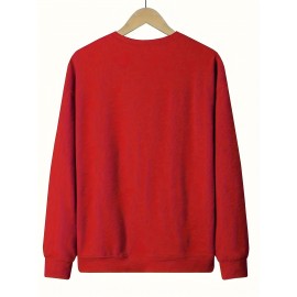 Men'S Christmas Custom Lettering Hoodie - Red Crew Neck Pullover Sweater with Personalized Text/Design, Soft Loose Fit Long Sleeve Winter Warmth, Machine Washable Holiday Gift for Him, Plus Size