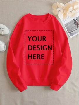 Men's Heavyweight Logo/Text Crew Neck Sweater - Personalized Bulk Orders, Pholyester Pullover for Team Uniforms, Promotions & Casual Wear, Loose Fit Winter Sweater with Logo Printing (Logo/Name/Message), PLUS SIZE