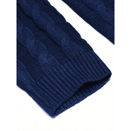 Men'S Shawl Collar Pullover Sweater Slim Fit Casual Button Cable Knit Sweaters, Plus Size