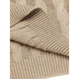 Men'S Shawl Collar Pullover Sweater Slim Fit Casual Button Cable Knit Sweaters, Plus Size