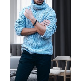 Men's Plus Size Winter Warm Sweater - Oversized Loose Fit High Collar Pullover, Solid Color Casual Winterwear Suitable for Cold Weather, Hand Washable Thick Sweaters, PLUS SIZE