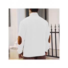 Men'S Jacquard Knit Sweatshirt for Autumn And Winter, Casual Outdoor Long Sleeve Pullover with Stand Collar, Plus Size