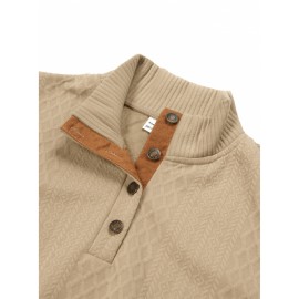 Men'S Jacquard Knit Sweatshirt for Autumn And Winter, Casual Outdoor Long Sleeve Pullover with Stand Collar, Plus Size