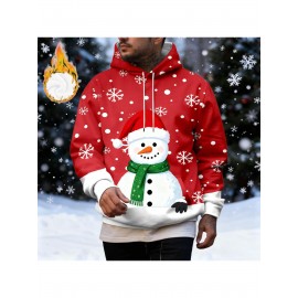 Fleece-Lined Winter Holiday Hooded Sweatshirt - Warm Cozy Pullover Hoodie with Soft, Casual Round Neck Sweater for Christmas, New Year's & Outdoor Activities, Machine Washable (Regular Fit), PLUS SIZE