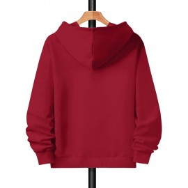 Men's Plus-Size Oversized Hoodie Sweatshirt - Red Hockey Logo & The North Slogan Print, Kangaroo Pocket, Machine-Washable Knit Fabric, Hockey-Themed Casual Wear & Christmas Party Outfit, Thanksgiving Gift (Local Shipping) - Hockey, PLUS SIZE