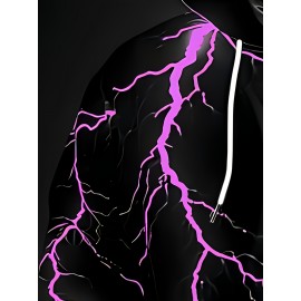 Men's Neon Pink Lightning Bolt Hoodie - Stretch Knit Pullover Sweatshirt with Adjustable Hood, Bold White Lightning Print, Machine Washable Winter Warm Coat for Gym, Streetwear & Casual Outfits - Durable Neon Glow Jacket, PLUS SIZE, Big And Tall Men Clothing, Winter Clothes For Women Plus Size, Oversized Hoodie Men, Winter Hoodies For Men, Botas De Invierno, Plus Size Pants For Men, Long Sleeve Plus Size, Chunky Sweaters, Plus Size Sweat Suit, Thick Hoodies For Women,
