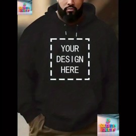 Customizable Men'S Hoodie - Personalized Front & Back Printing with Your Photo/Text/Logo - Soft Pullover Sweatshirt, Loose Fit Hooded Sweatshirt with Pockets, Durable Fabric for Corporate Branding, Birthday Gifts & Streetwear - Custom Graphic Design
