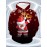 Men's Plus Size 3D Santa Claus & Snowflake Print Hooded Sweater - Oversized Red & Golden Christmas Pullover with 'Merry Christmas' Text, Loose Fit Long Sleeve Hoodie, Machine Washable Funny Ugly Christmas Party Outfit for Holiday Gatherings, PLUS SIZE