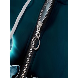 Men'S Moonlit Wolf Howl 3D Print Hooded Zip-Up Sweatshirt - Deep Blue Wolf Pack & Snow Mountain Night Sky Design, Loose Fit Casual Outdoor Winter Wear, Full-Zip Hoodie for Camping & Hiking, Durable 3D Print Graphic Apparel, Plus Size