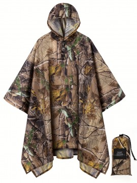 [Reusable Rain Ponchos] Lightweight Reusable Rain Ponchos for Men & Women | Camouflage Print, Hooded Windproof Raincoats with Full-Zip Closure, Loose Fit & Button Detail - All-Weather Outdoor, Plus Size