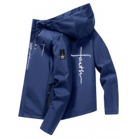 [Plus Size Sports Jacket] Lightweight Windproof Men's Plus Size Sports Jacket | Embroidered Letters, Zippered Pockets, Durable, Breathable, Machine Washable for All Seasons