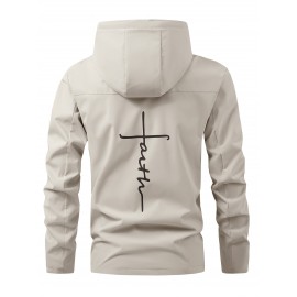 [Plus Size Sports Jacket] Lightweight Windproof Men's Plus Size Sports Jacket | Embroidered Letters, Zippered Pockets, Durable, Breathable, Machine Washable for All Seasons