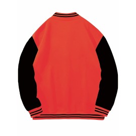 Men'S Plus Size Baseball Jacket | Los Angeles Style, Letter and Number 23 Print, Wrinkle Resistant, Casual Sports, Perfect for Parties, Autumn and Winter