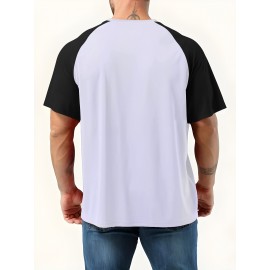 7pcs Men'S Plus Size T-Shirts - Casual Crew Neck, Short Sleeve, Color Block Design, Polyester, Summer Sporty Tops with 