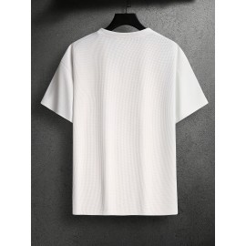 3pcs Men'S Plus Size Casual Short Sleeve T-Shirt Set, Essential Basic Tee - Breathable, Soft & Comfortable Waffle Fabric, Solid Color, Round Neck, Perfect for Casual Attire, PLUS SIZE, Men'S Set On, Men'S White Beach Set, Men'S Training Suit Set, Men'S Beach Set For Large Sizes