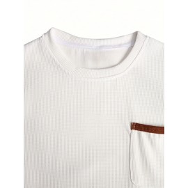 3pcs Men'S Plus Size Casual Short Sleeve T-Shirt Set, Essential Basic Tee - Breathable, Soft & Comfortable Waffle Fabric, Solid Color, Round Neck, Perfect for Casual Attire, PLUS SIZE, Men'S Set On, Men'S White Beach Set, Men'S Training Suit Set, Men'S Beach Set For Large Sizes