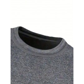 2pcs Men's Heavyweight 95% Polyester/5% Spandex Oversized Long Sleeve T-Shirt Set - Soft Stretch Round Neck Casual Layering Shirts in Green & Grey, Solid Color Winter Warmth, Comfortable Casual Attire, Plus Size Available (Machine Washable) - Ideal for Fall & Winter Layering Essentials (Casual & Formal Outfits) - Versatile Matching Outfits for Men, Relaxed Fit, Durable & Easy Care, Long Sleeve T Shirts for Men, Mens Plus Size T Shirt, Printed T Shirts for Men, PLUS SIZE