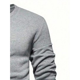 2pcs Men's Heavyweight 95% Polyester/5% Spandex Oversized Long Sleeve T-Shirt Set - Soft Stretch Round Neck Casual Layering Shirts in Green & Grey, Solid Color Winter Warmth, Comfortable Casual Attire, Plus Size Available (Machine Washable) - Ideal for Fall & Winter Layering Essentials (Casual & Formal Outfits) - Versatile Matching Outfits for Men, Relaxed Fit, Durable & Easy Care, Long Sleeve T Shirts for Men, Mens Plus Size T Shirt, Printed T Shirts for Men, PLUS SIZE