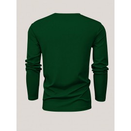 2pcs Men's Heavyweight 95% Polyester/5% Spandex Oversized Long Sleeve T-Shirt Set - Soft Stretch Round Neck Casual Layering Shirts in Green & Grey, Solid Color Winter Warmth, Comfortable Casual Attire, Plus Size Available (Machine Washable) - Ideal for Fall & Winter Layering Essentials (Casual & Formal Outfits) - Versatile Matching Outfits for Men, Relaxed Fit, Durable & Easy Care, Long Sleeve T Shirts for Men, Mens Plus Size T Shirt, Printed T Shirts for Men, PLUS SIZE