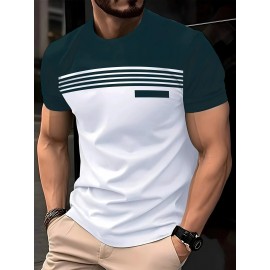 3pcs Men'S Casual Crew Neck Short Sleeve T-Shirts- Light Gray with White Horizontal Stripes, Regular Fit, Slight Stretch Fabric, Stylish Black Watch Accessories, Casual Attire|Striped Tee|Stretchy Fabric, Everyday Outfit, Versatile Clothing, Minimalist Design, Modern Casual, Durable Construction, Breathable Fabric, Basic Tee, Striped Shirt, Plus Size, Men T Shirt High Quality, Men Plus Size Clothing, Big And Tall Men Clothing, Men Big And Tall Clothing, Big And Tall Graphic Tee, Plus