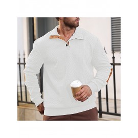 Men'S Jacquard Knit Sweatshirt for Autumn And Winter, Casual Outdoor Long Sleeve Pullover with Stand Collar, Plus Size