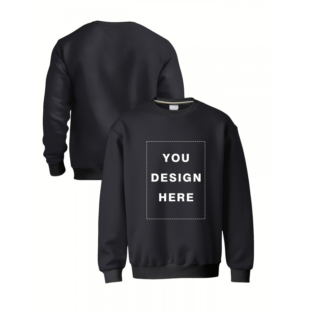 Men'S Heavyweight 12.35oz Personalized Sweater - Custom Text/Logo Printing, Loose Fit Crew Neck Long Sleeve, Soft Comfortable Casual & Formal Wear, Custom T-Shirt Design with Your Own Pattern, Ideal for Corporate Gifts, Events & Everyday Use - Durab