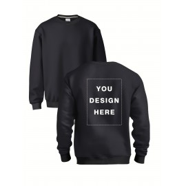 Men'S Heavyweight 12.35oz Personalized Sweater - Custom Text/Logo Printing, Loose Fit Crew Neck Long Sleeve, Soft Comfortable Casual & Formal Wear, Custom T-Shirt Design with Your Own Pattern, Ideal for Corporate Gifts, Events & Everyday Use - Durab
