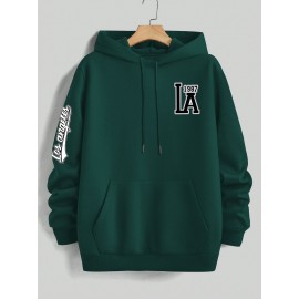 Men's Casual Hooded Sweater with Logo & 1985 Print - Oversized Brown Hoodie, Loose Fit Long Sleeve Pullover, Vintage Lettering, Machine Washable for Spring/Fall Layering (No Transparency), PLUS SIZE