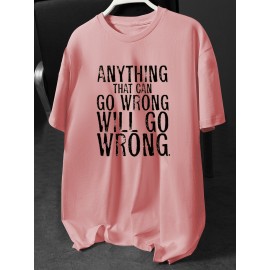 Plus Size Men'S Short Sleeve T-Shirt with Street Style, Vintage Distressed Murphy'S Law Slogan 