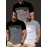 3pcs Men'S Casual Crew Neck Short Sleeve T-Shirts - Light Gray with White Horizontal Stripes, Regular Fit, Slight Stretch Fabric, Stylish Black Watch Accessories, Casual Attire|Striped Tee|Stretchy Fabric, PLUS SIZE